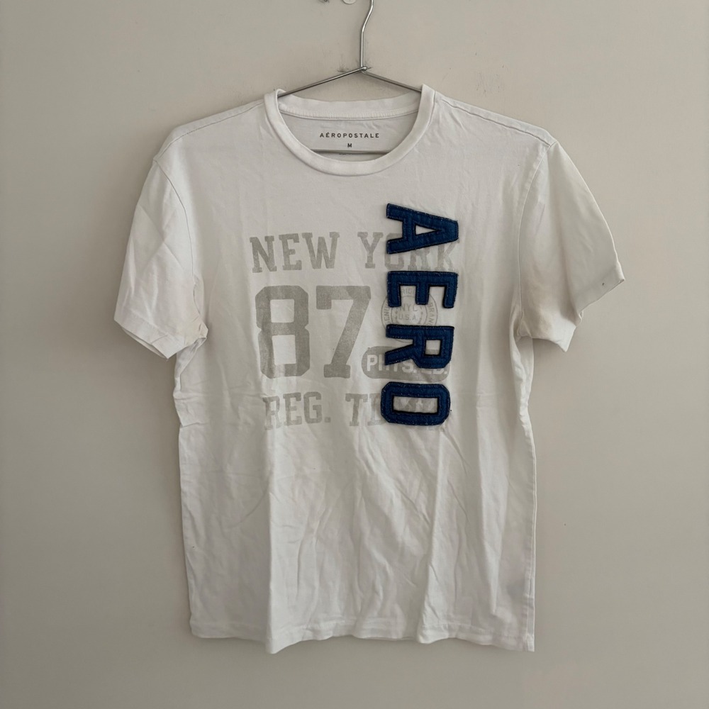 Aeropostale Mens White New York 87 Graphic T-Shirt Medium
